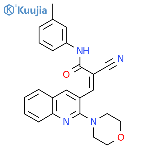 (Z)-2-Cyano-N-(3-methylphenyl)-3-(2-morpholin-4-ylquinolin-3-yl)prop-2-enamide structure