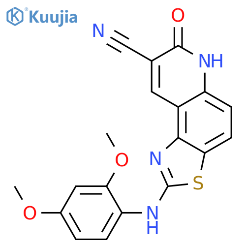 Thiazolo[4,5-f]quinoline-8-carbonitrile, 2-[(2,4-dimethoxyphenyl)amino]-6,7-dihydro-7-oxo- structure