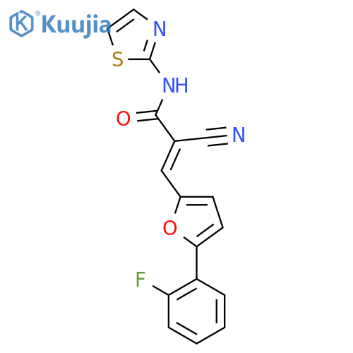 (E)-2-cyano-3-[5-(2-fluorophenyl)furan-2-yl]-N-(1,3-thiazol-2-yl)prop-2-enamide structure