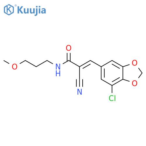 2-Propenamide, 3-(7-chloro-1,3-benzodioxol-5-yl)-2-cyano-N-(3-methoxypropyl)- structure