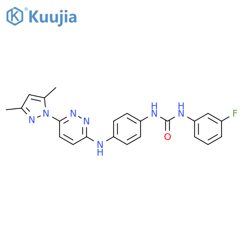 1-(4-{[6-(3,5-dimethyl-1H-pyrazol-1-yl)pyridazin-3-yl]amino}phenyl)-3-(3-fluorophenyl)urea structure