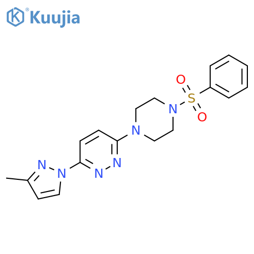 3-[4-(benzenesulfonyl)piperazin-1-yl]-6-(3-methyl-1H-pyrazol-1-yl)pyridazine structure