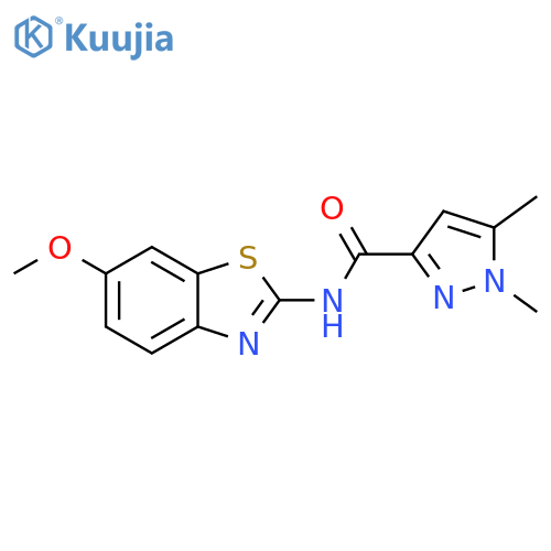 N-(6-methoxy-1,3-benzothiazol-2-yl)-1,5-dimethyl-1H-pyrazole-3-carboxamide structure
