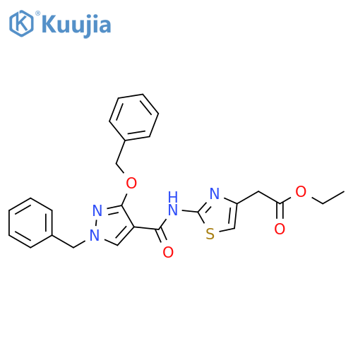 ethyl 2-{2-[1-benzyl-3-(benzyloxy)-1H-pyrazole-4-amido]-1,3-thiazol-4-yl}acetate structure
