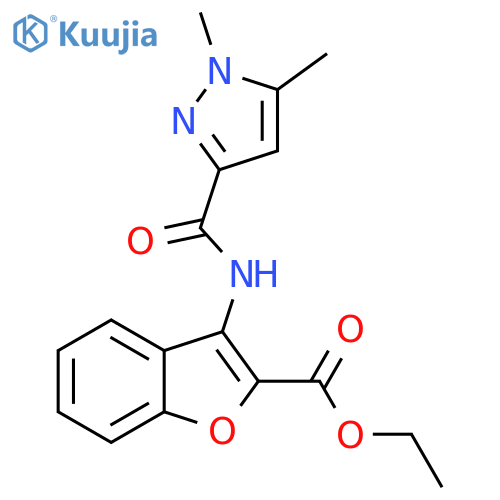 ethyl 3-(1,5-dimethyl-1H-pyrazole-3-amido)-1-benzofuran-2-carboxylate structure