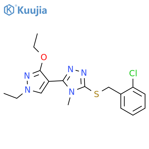 3-{[(2-chlorophenyl)methyl]sulfanyl}-5-(3-ethoxy-1-ethyl-1H-pyrazol-4-yl)-4-methyl-4H-1,2,4-triazole structure