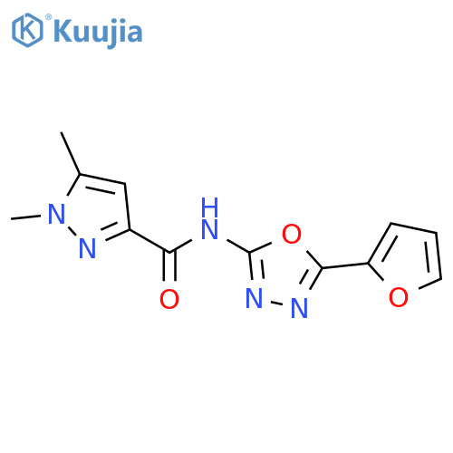 N-[5-(furan-2-yl)-1,3,4-oxadiazol-2-yl]-1,5-dimethyl-1H-pyrazole-3-carboxamide structure