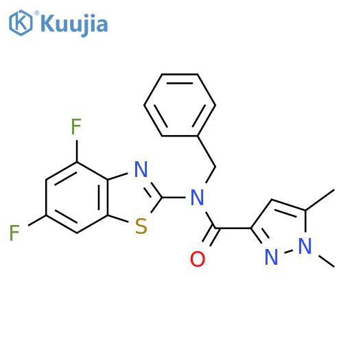 N-benzyl-N-(4,6-difluoro-1,3-benzothiazol-2-yl)-1,5-dimethyl-1H-pyrazole-3-carboxamide structure