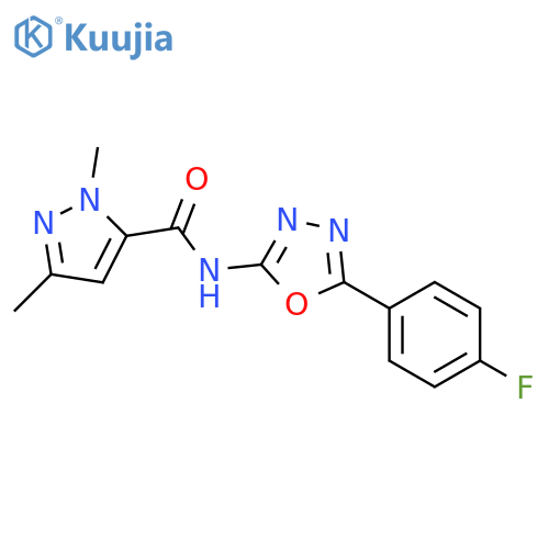 N-[5-(4-fluorophenyl)-1,3,4-oxadiazol-2-yl]-1,3-dimethyl-1H-pyrazole-5-carboxamide structure