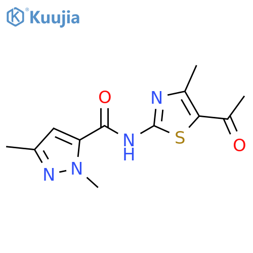 N-(5-acetyl-4-methyl-1,3-thiazol-2-yl)-1,3-dimethyl-1H-pyrazole-5-carboxamide structure