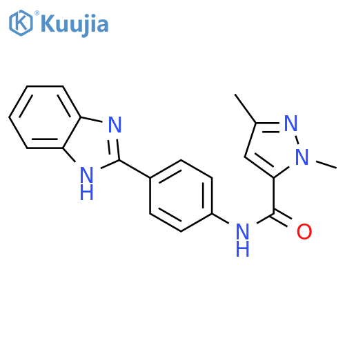 N-[4-(1H-1,3-benzodiazol-2-yl)phenyl]-1,3-dimethyl-1H-pyrazole-5-carboxamide structure