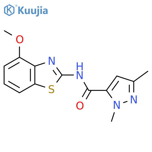 N-(4-methoxy-1,3-benzothiazol-2-yl)-1,3-dimethyl-1H-pyrazole-5-carboxamide structure
