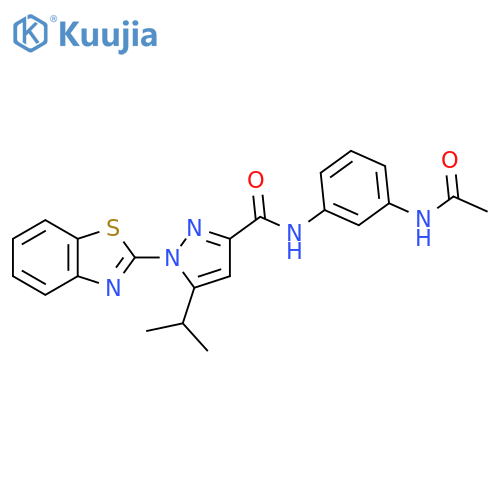 1-(1,3-benzothiazol-2-yl)-N-(3-acetamidophenyl)-5-(propan-2-yl)-1H-pyrazole-3-carboxamide structure