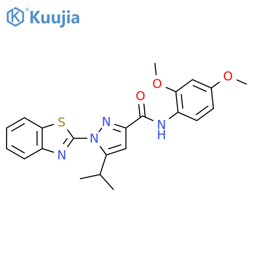 1-(1,3-benzothiazol-2-yl)-N-(2,4-dimethoxyphenyl)-5-(propan-2-yl)-1H-pyrazole-3-carboxamide structure