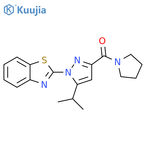 2-[5-(propan-2-yl)-3-(pyrrolidine-1-carbonyl)-1H-pyrazol-1-yl]-1,3-benzothiazole structure