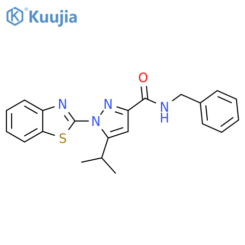 1-(1,3-benzothiazol-2-yl)-N-benzyl-5-(propan-2-yl)-1H-pyrazole-3-carboxamide structure