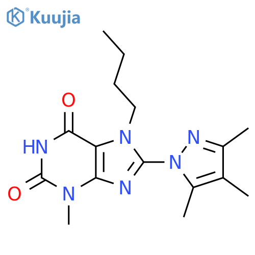 7-Butyl-3-methyl-8-(3,4,5-trimethylpyrazolyl)-1,3,7-trihydropurine-2,6-dione structure