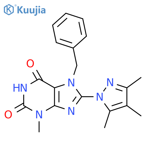 3-Methyl-7-benzyl-8-(3,4,5-trimethylpyrazolyl)-1,3,7-trihydropurine-2,6-dione structure