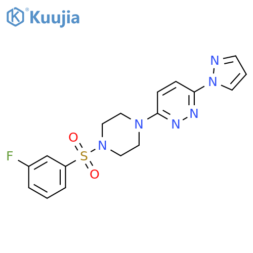 3-[4-(3-fluorobenzenesulfonyl)piperazin-1-yl]-6-(1H-pyrazol-1-yl)pyridazine structure