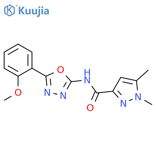 N-[5-(2-methoxyphenyl)-1,3,4-oxadiazol-2-yl]-1,5-dimethyl-1H-pyrazole-3-carboxamide structure