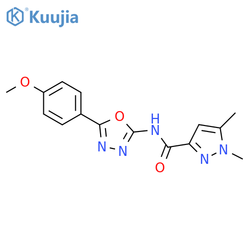 N-[5-(4-methoxyphenyl)-1,3,4-oxadiazol-2-yl]-1,5-dimethyl-1H-pyrazole-3-carboxamide structure