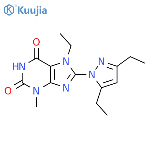 8-(3,5-Diethylpyrazolyl)-7-ethyl-3-methyl-1,3,7-trihydropurine-2,6-dione structure
