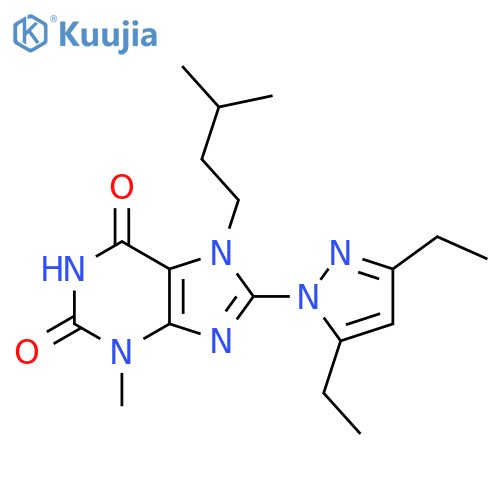 8-(3,5-Diethylpyrazolyl)-3-methyl-7-(3-methylbutyl)-1,3,7-trihydropurine-2,6-d ione structure