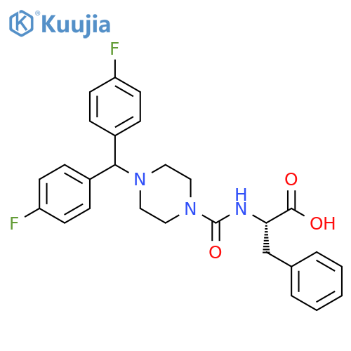 (2S)-2-[[4-[bis(4-fluorophenyl)methyl]piperazine-1-carbonyl]amino]-3-phenyl-propanoic acid structure