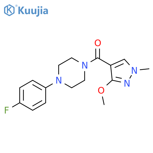 1-(4-fluorophenyl)-4-(3-methoxy-1-methyl-1H-pyrazole-4-carbonyl)piperazine structure