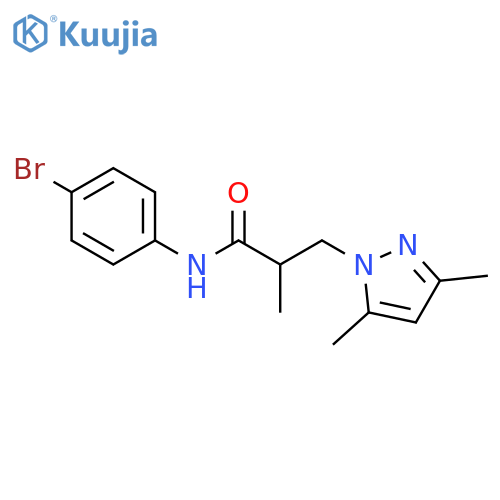 N-(4-bromophenyl)-3-(3,5-dimethyl-1H-pyrazol-1-yl)-2-methylpropanamide structure