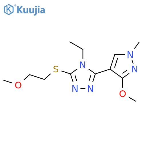 4-ethyl-3-(3-methoxy-1-methyl-1H-pyrazol-4-yl)-5-[(2-methoxyethyl)sulfanyl]-4H-1,2,4-triazole structure