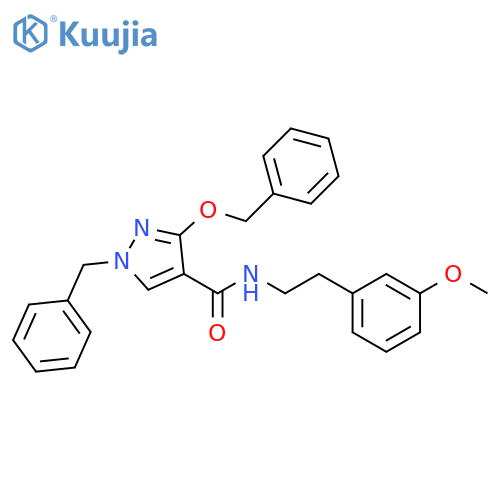 1-benzyl-3-(benzyloxy)-N-[2-(3-methoxyphenyl)ethyl]-1H-pyrazole-4-carboxamide structure