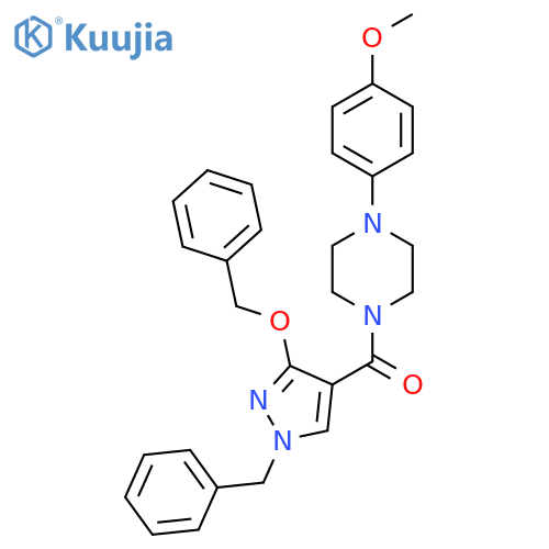 1-[1-benzyl-3-(benzyloxy)-1H-pyrazole-4-carbonyl]-4-(4-methoxyphenyl)piperazine structure