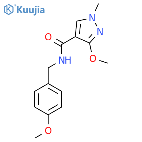 3-methoxy-N-[(4-methoxyphenyl)methyl]-1-methyl-1H-pyrazole-4-carboxamide structure