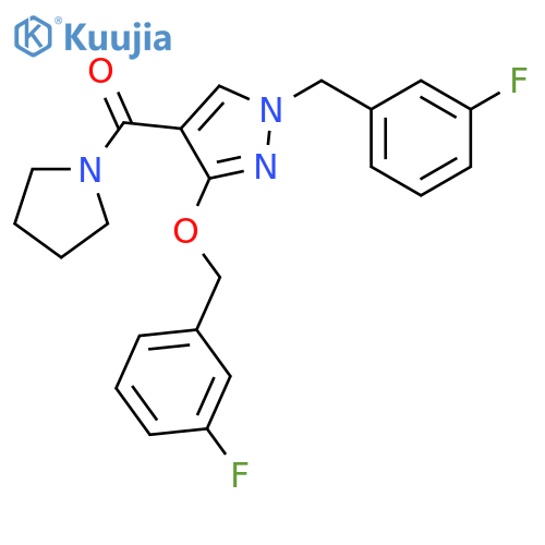 3-[(3-fluorophenyl)methoxy]-1-[(3-fluorophenyl)methyl]-4-(pyrrolidine-1-carbonyl)-1H-pyrazole structure