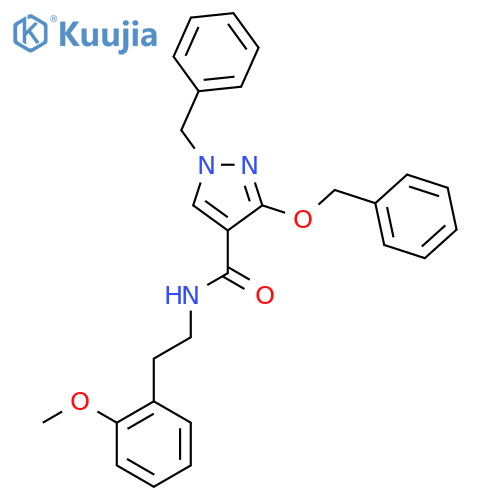 1-benzyl-3-(benzyloxy)-N-[2-(2-methoxyphenyl)ethyl]-1H-pyrazole-4-carboxamide structure