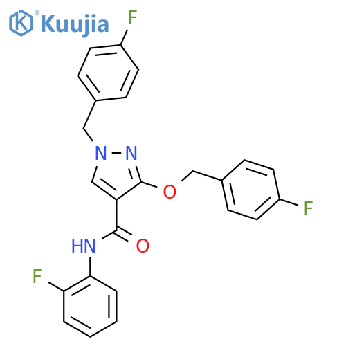 N-(2-fluorophenyl)-3-[(4-fluorophenyl)methoxy]-1-[(4-fluorophenyl)methyl]-1H-pyrazole-4-carboxamide structure
