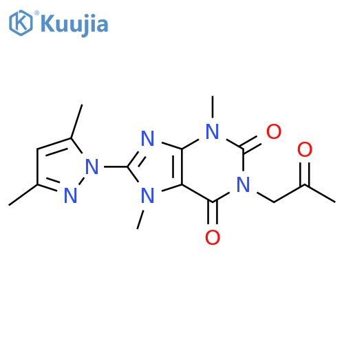 8-(3,5-dimethyl-1H-pyrazol-1-yl)-3,7-dimethyl-1-(2-oxopropyl)-2,3,6,7-tetrahydro-1H-purine-2,6-dione structure