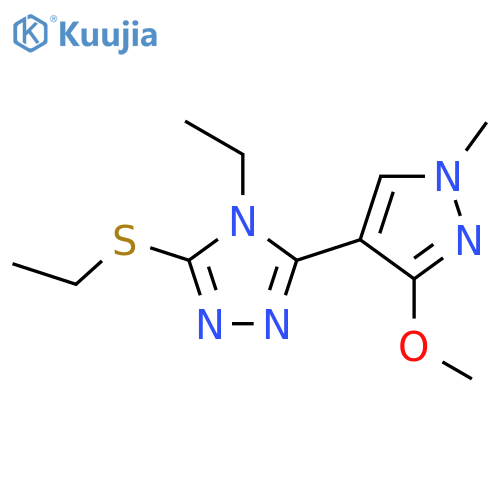 4-ethyl-3-(ethylsulfanyl)-5-(3-methoxy-1-methyl-1H-pyrazol-4-yl)-4H-1,2,4-triazole structure