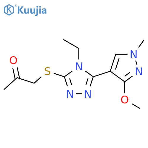 1-{[4-ethyl-5-(3-methoxy-1-methyl-1H-pyrazol-4-yl)-4H-1,2,4-triazol-3-yl]sulfanyl}propan-2-one structure