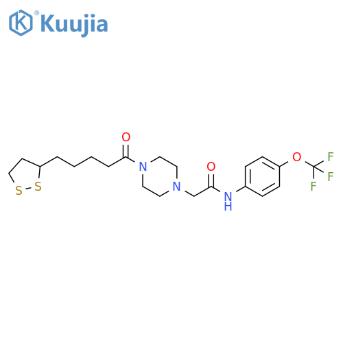 2-{4-[5-(1,2-Dithiolan-3-YL)pentanoyl]piperazin-1-YL}-N-[4-(trifluoromethoxy)phenyl]acetamide structure