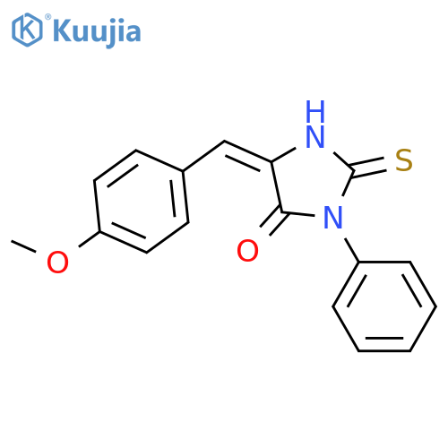 (4E)-4-[(4-methoxyphenyl)methylidene]-1-phenyl-2-sulfanyl-4,5-dihydro-1H-imidazol-5-one structure