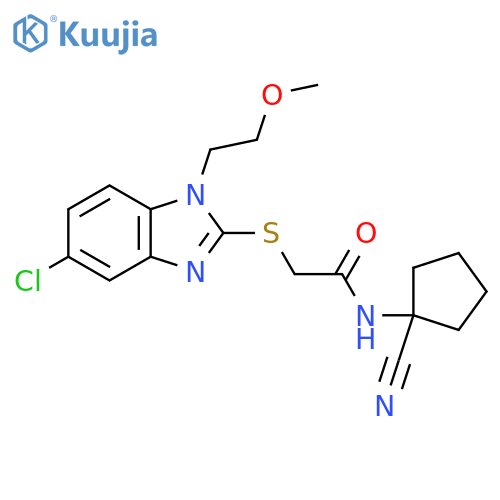 2-{[5-chloro-1-(2-methoxyethyl)-1H-1,3-benzodiazol-2-yl]sulfanyl}-N-(1-cyanocyclopentyl)acetamide structure