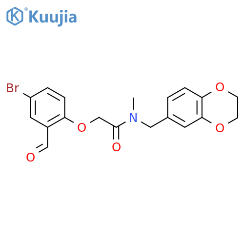 2-(4-bromo-2-formylphenoxy)-N-(2,3-dihydro-1,4-benzodioxin-6-ylmethyl)-N-methylacetamide structure