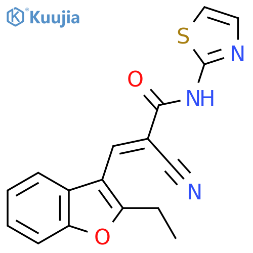 2-cyano-3-(2-ethyl-1-benzofuran-3-yl)-N-(1,3-thiazol-2-yl)prop-2-enamide structure