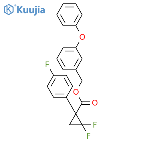 Cyclopropanecarboxylicacid, 2,2-difluoro-1-(4-fluorophenyl)-, (3-phenoxyphenyl)methyl ester structure