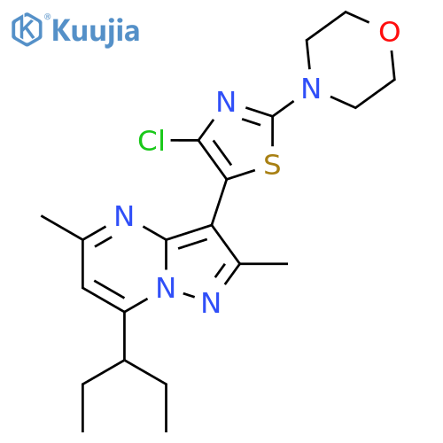4-[4-Chloro-5-(2,5-dimethyl-7-pentan-3-ylpyrazolo[1,5-a]pyrimidin-3-yl)-1,3-thiazol-2-yl]morpholine structure