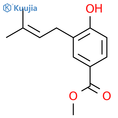 Benzoic acid,4-hydroxy-3-(3-methyl-2-buten-1-yl)-, methyl ester structure