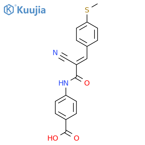 4-[[(E)-2-cyano-3-(4-methylsulfanylphenyl)prop-2-enoyl]amino]benzoic acid structure
