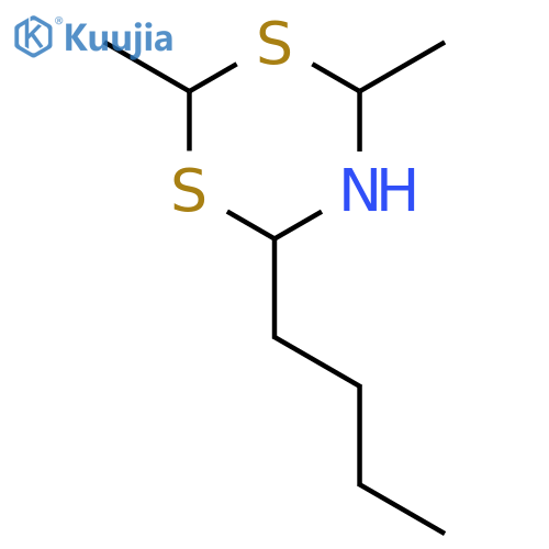 4-butyl-2,6-dimethyl-1,3,5-dithiazinane structure